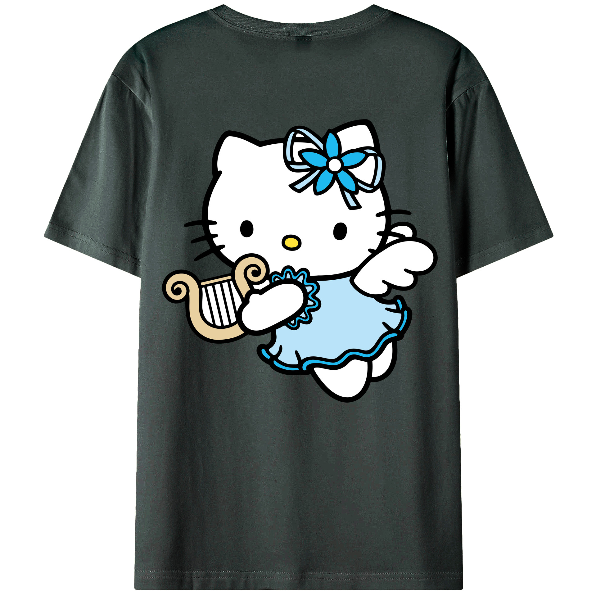 （画像用） Hello Kitty ハローキティ 綿100％ メンズ半袖Tシャツ（バックプリント） 通気性